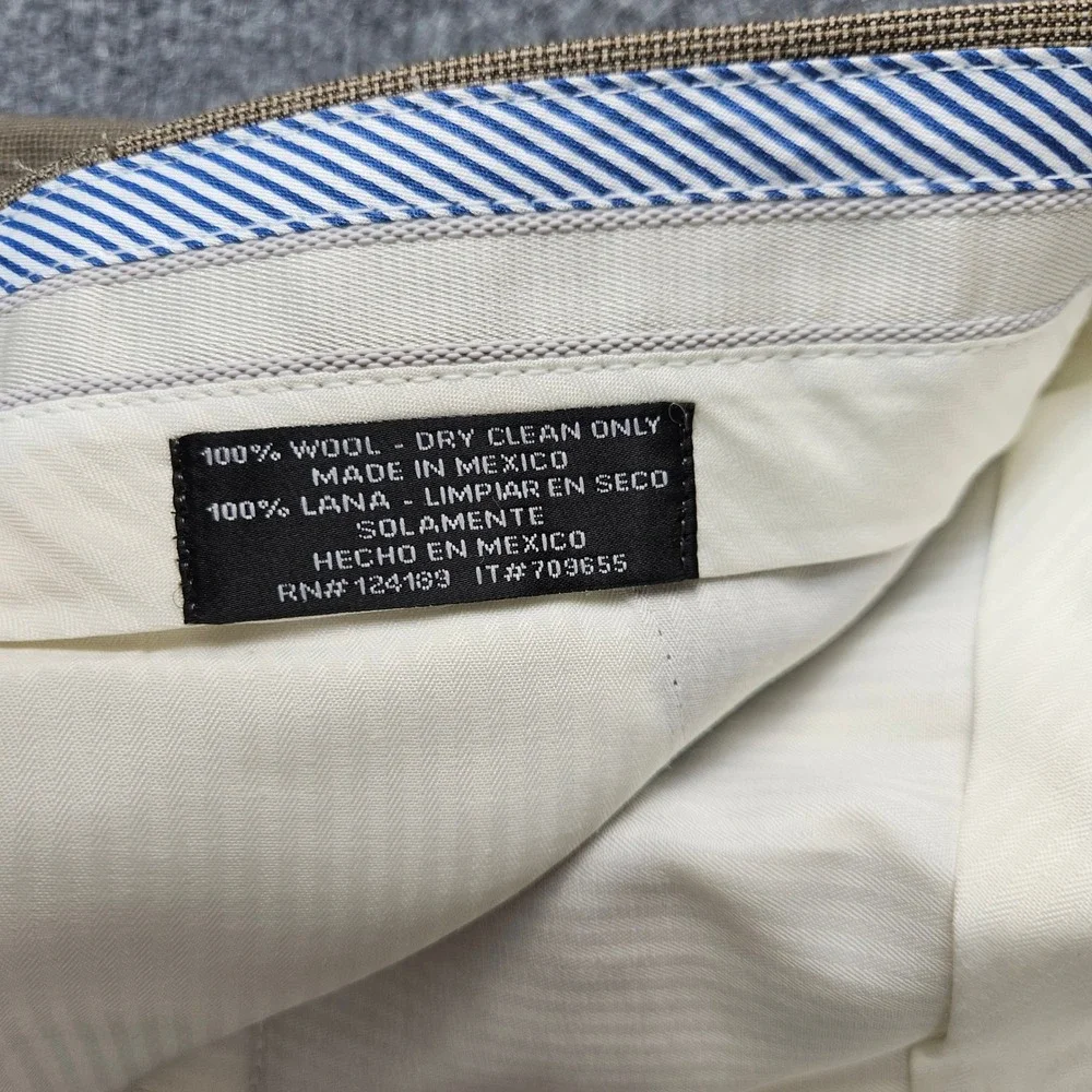 Kirkland Signature Mens 40x32 Wool Pleated Dress Slacks Tan Fancy Cuffed 709655